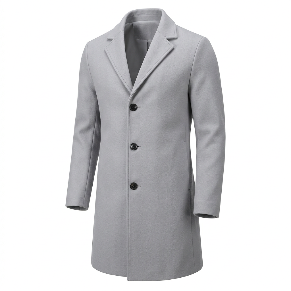 Men's Tailored Winter Trench Coat with Button Front