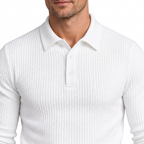 Men's Ribbed Long-Sleeve Polo Sweater – Slim Fit