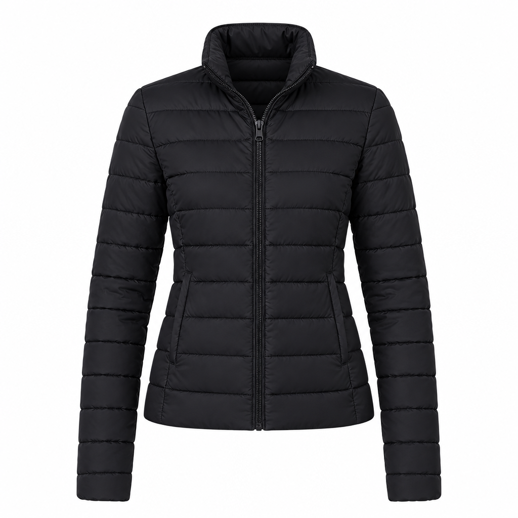 Women's Lightweight Down Puffer Jacket with Stand Collar