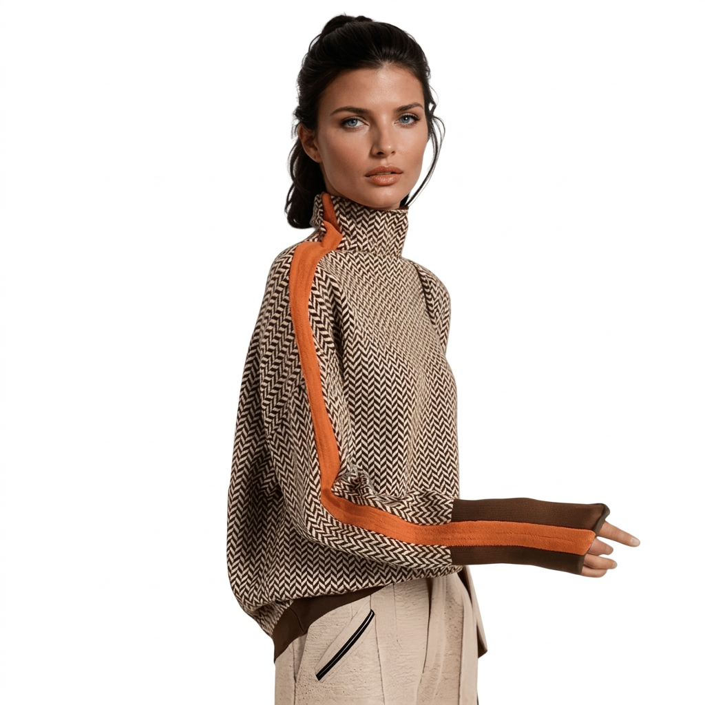 Women's Contrast Stripe Roll Neck Jumper