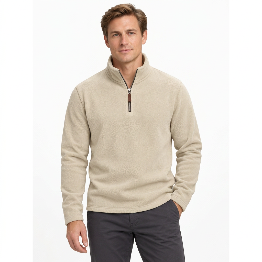 Men’s Quarter-Zip Fleece Jumper – Stand Collar & Regular Fit