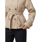 Modern Cotton Trench Coat with Funnel Neck for Women