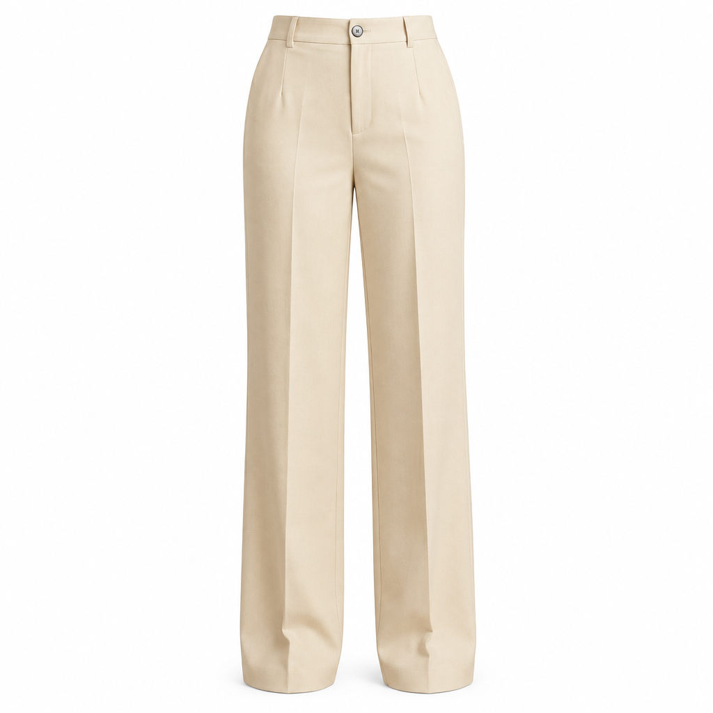 Beige straight-leg trousers
