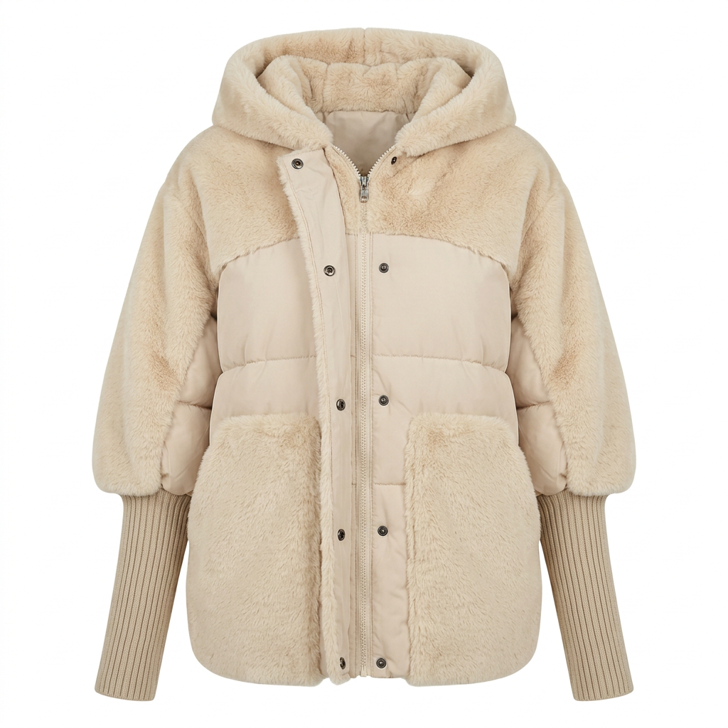 Women's Faux Fur Hooded Coat for Insulated Autumn Wear