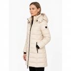 Women's Mid Length Puffer Jacket with Detachable Hood