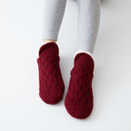 Women's Cable-Knit Slipper Socks Fleece-Lined Non-Slip