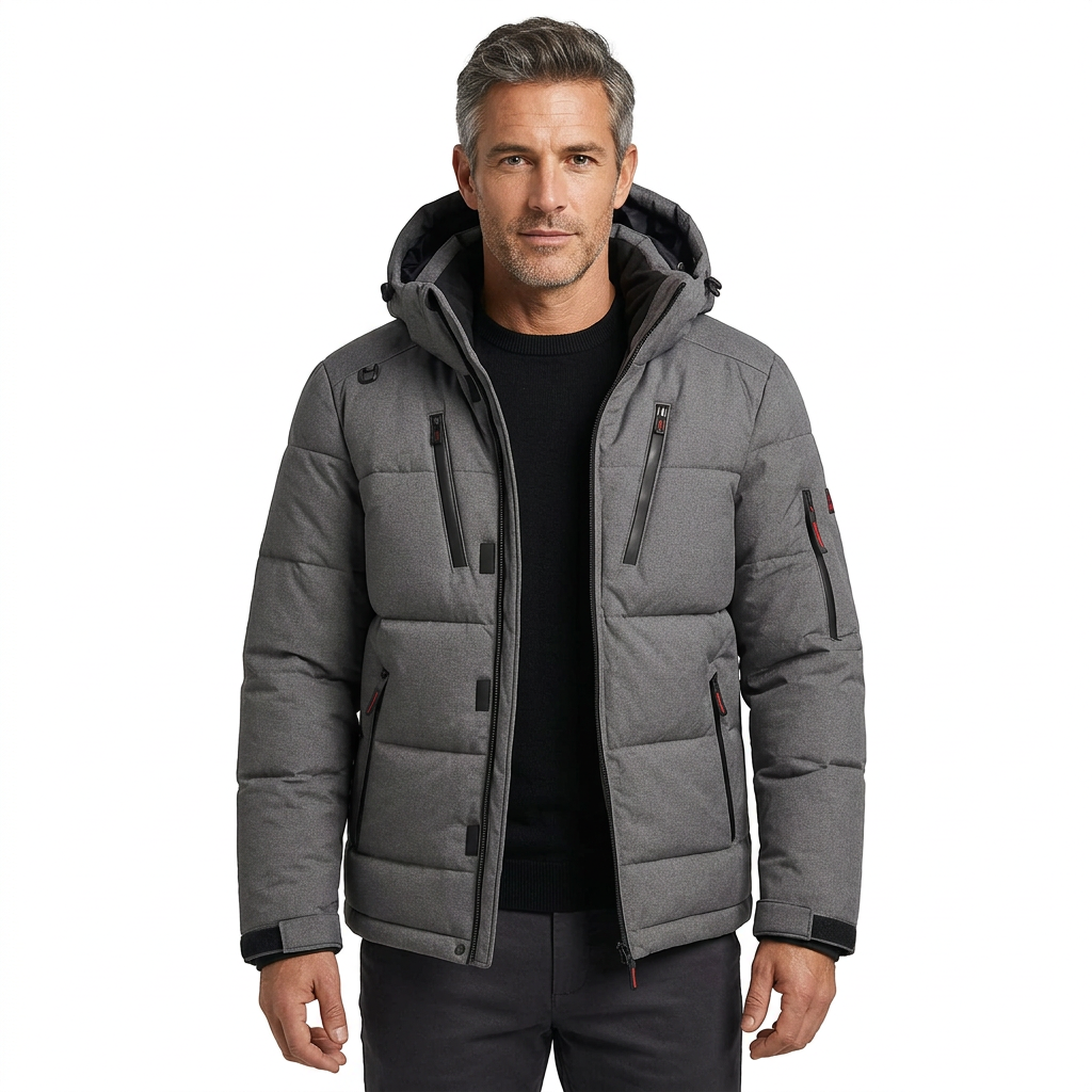 Men's Detachable Hood Down Parka - Lightweight Warmth and Packable Design