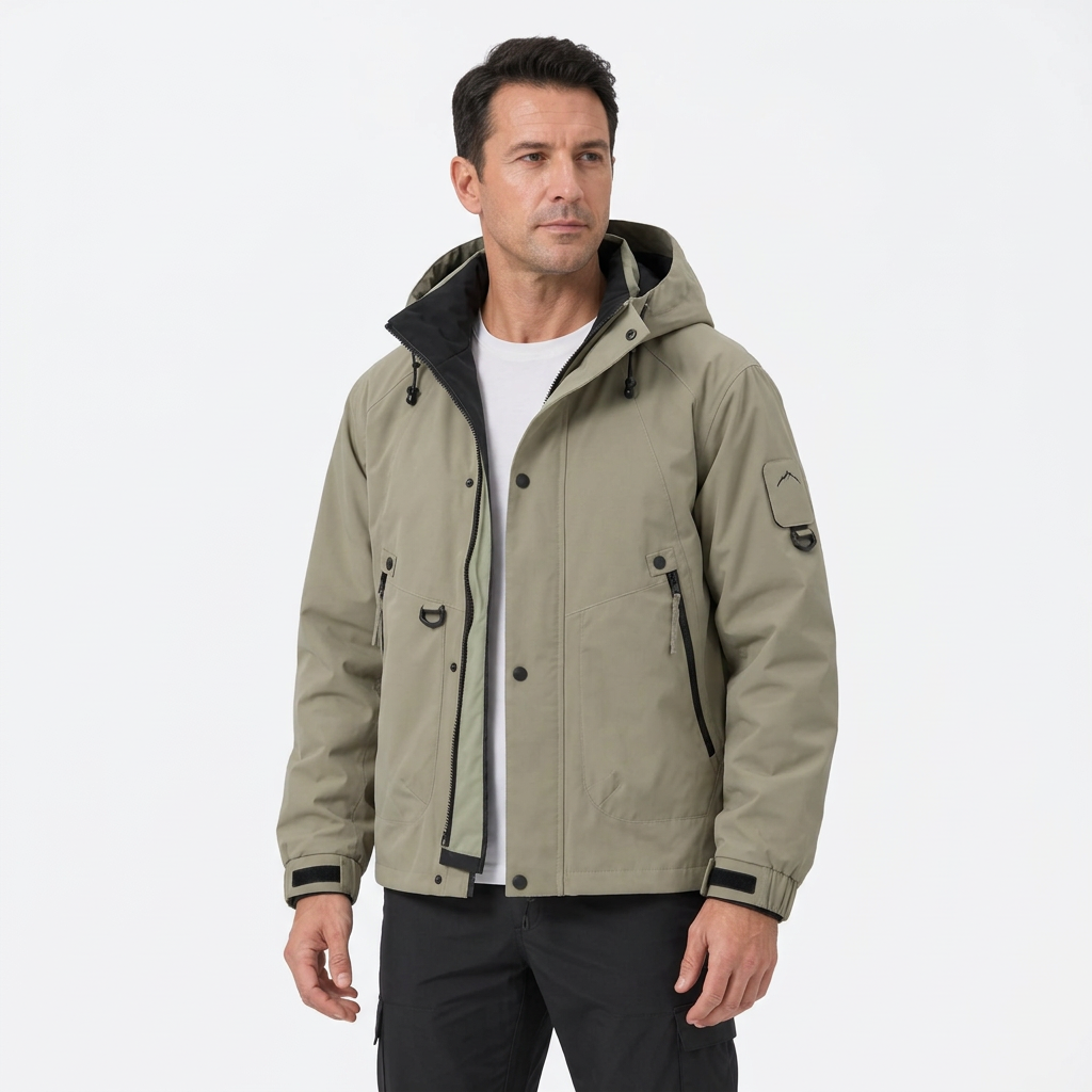 Men's Waterproof Rain Jacket – Lightweight, Adjustable Hood, Relaxed Fit
