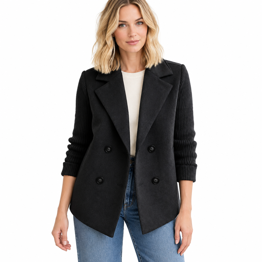 Casual Blazer Coat - Soft Ribbed Fabric, Versatile All-Season Style