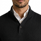 Men’s Long Sleeve Knit Polo Sweater with Ribbed Cuffs and Hem
