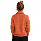 Women's Cashmere-Look Half-Zip Knitted Pullover Sweater with Long Sleeves