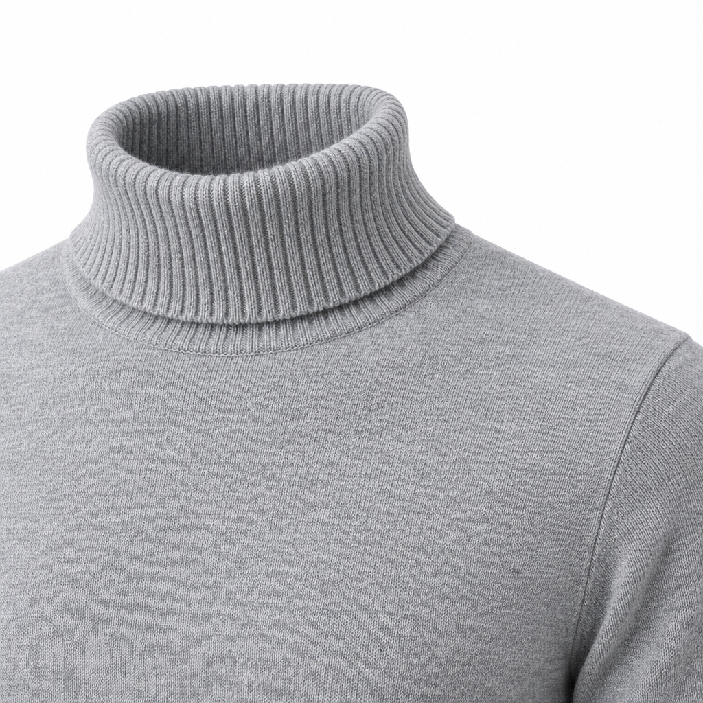 Men's Knit Turtleneck Sweater - Warm Pullover for Casual Winter Style