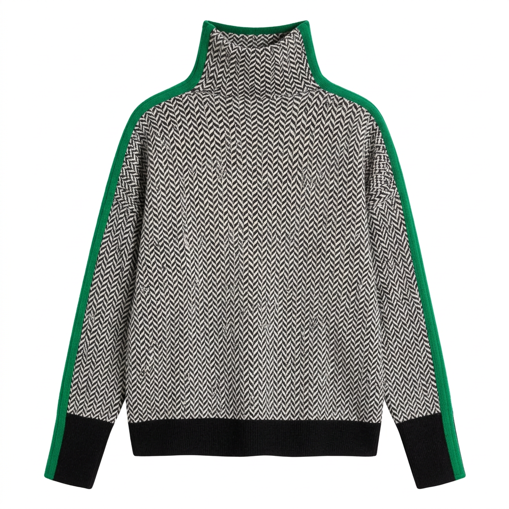 Women's Contrast Stripe Roll Neck Jumper