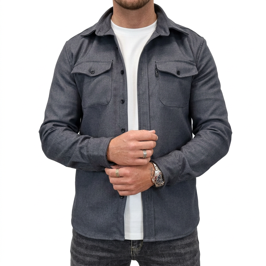 Classic Shirt Jacket with Flap Chest Pockets