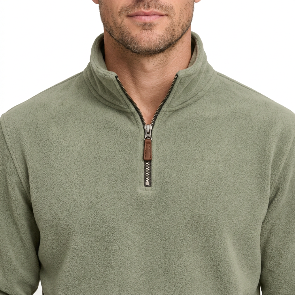 Men’s Quarter-Zip Fleece Jumper – Stand Collar & Regular Fit