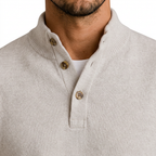 Men’s Long Sleeve Knit Polo Sweater with Ribbed Cuffs and Hem