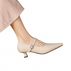 Pointed Kitten Heels with T-Bar Strap for Comfortable Elegance