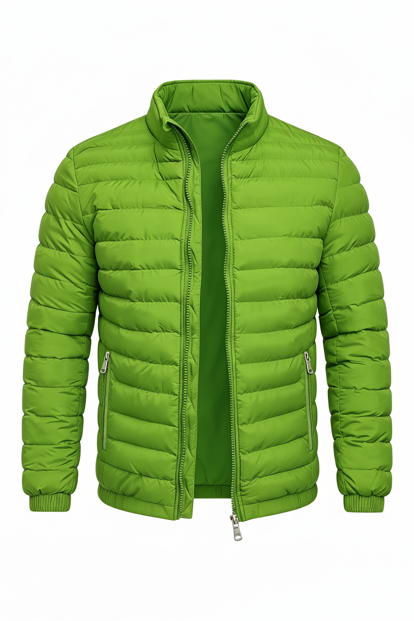 Men's Puffer Jacket - Grass Green Side