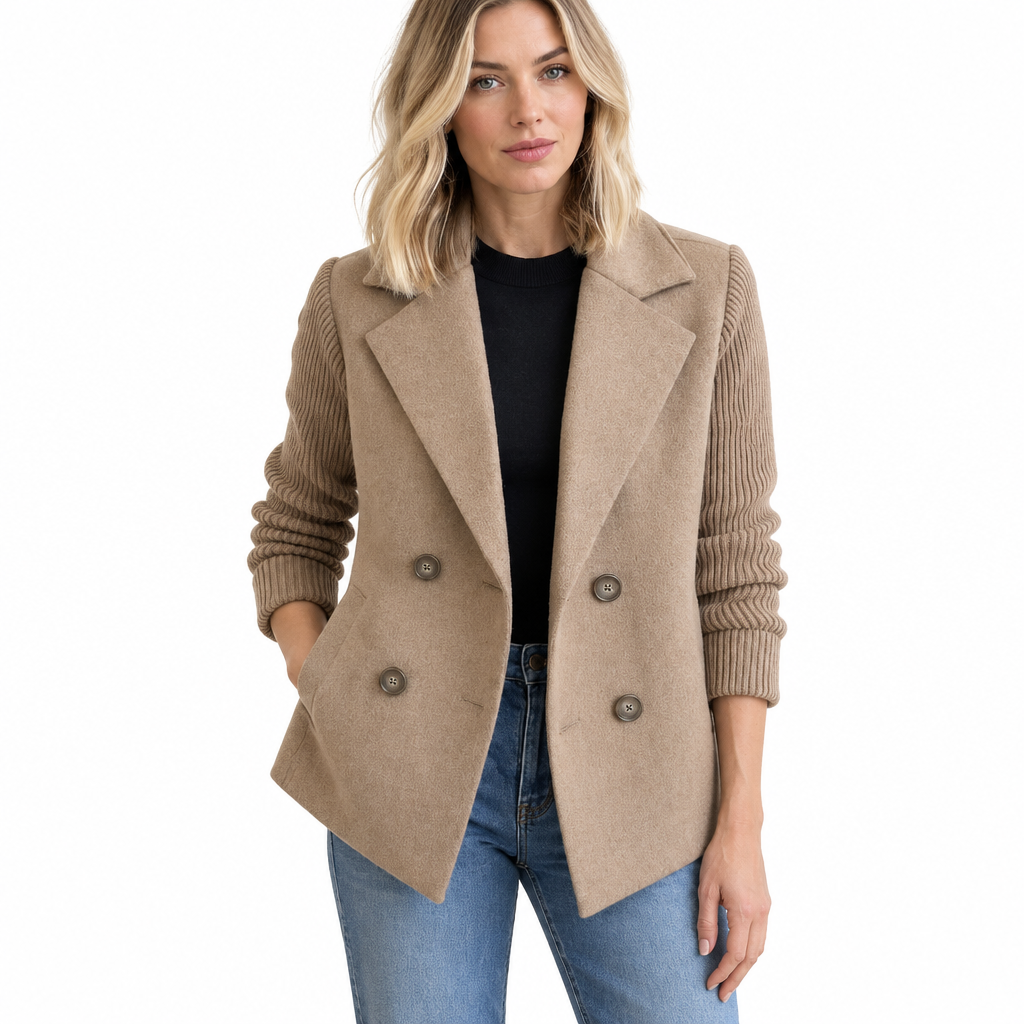 Casual Blazer Coat - Soft Ribbed Fabric, Versatile All-Season Style