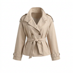 Modern Cotton Trench Coat with Funnel Neck for Women