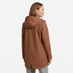Coffee rain jacket rear three-quarter view