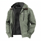 Men's Hooded Jacket with Zip Front and Drawstring Hood for Casual Wear