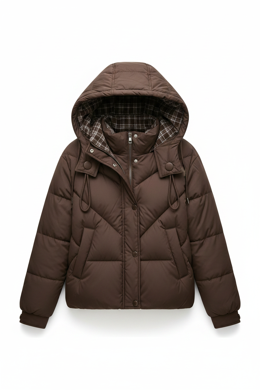 Women's Hooded Plaid Jacket - produktbild