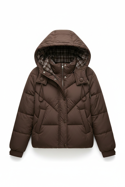 Women's Hooded Plaid Jacket - produktbild