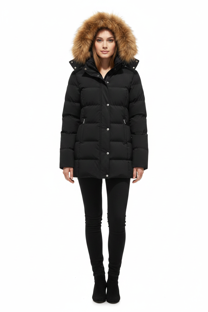 Women's Quilted Puffer Jacket - modell framifrån