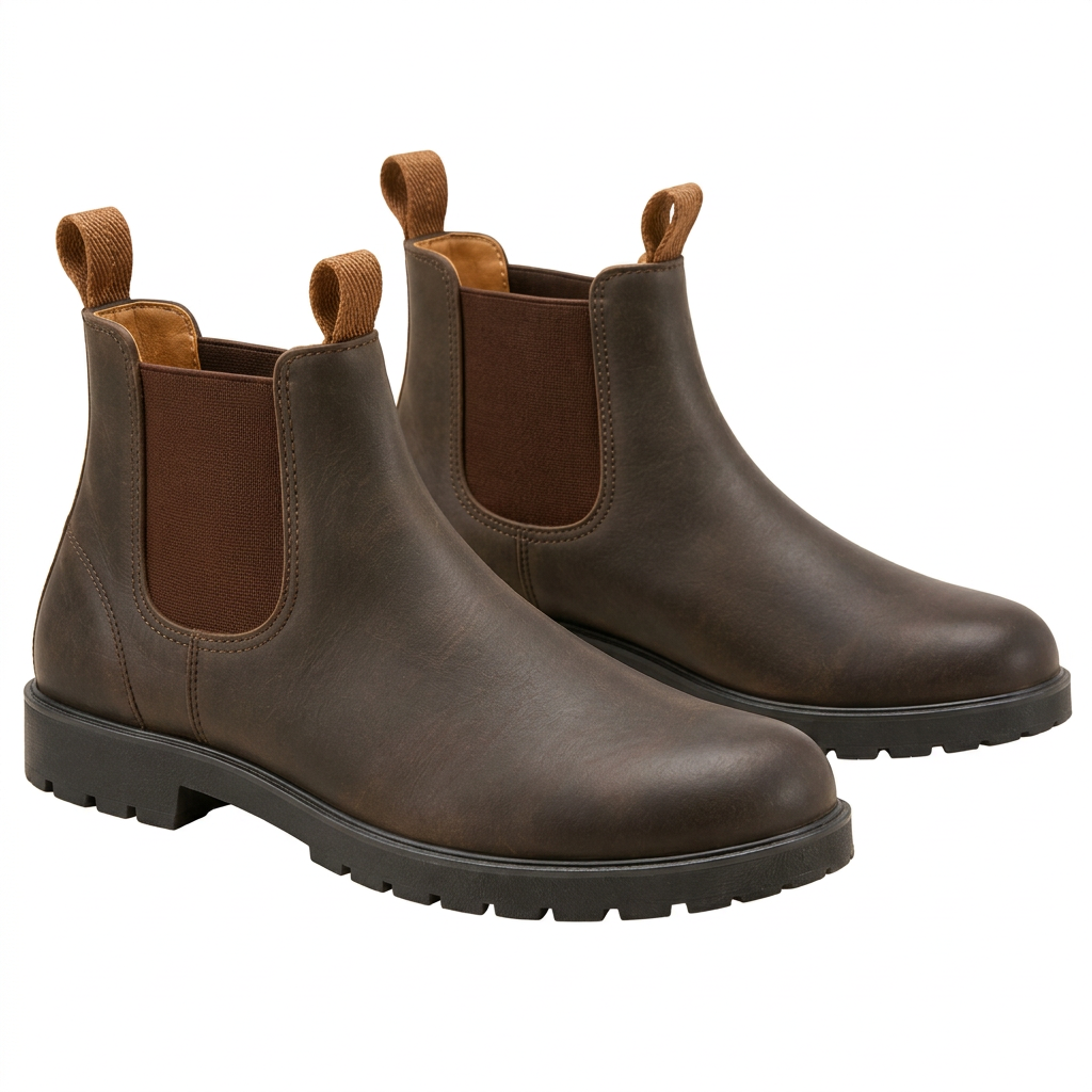 Men's Waterproof Chelsea Boots with Pull Tabs and Lug Sole