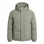 Men’s Winter Hooded Puffer Jacket – Padded Quilted Coat with Storm Flap