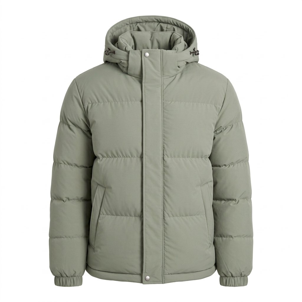 Men’s Winter Hooded Puffer Jacket – Padded Quilted Coat with Storm Flap