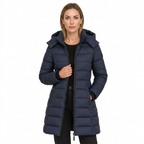 Women's Mid Length Puffer Jacket with Detachable Hood