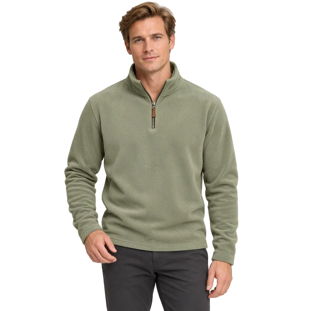 Men’s Quarter-Zip Fleece Jumper – Stand Collar & Regular Fit