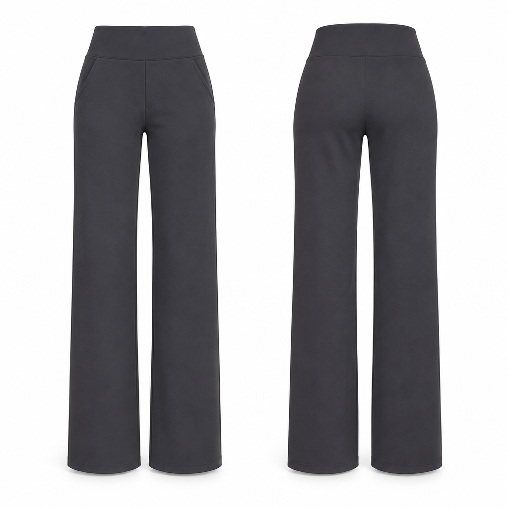 Dark grey pull-on wide-leg trousers