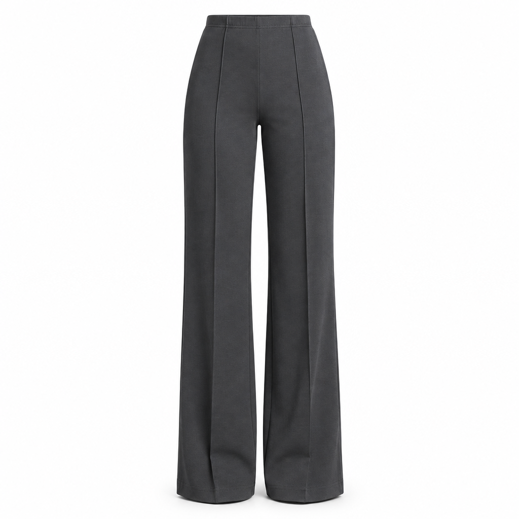 Grey wide-leg trousers on a white background
