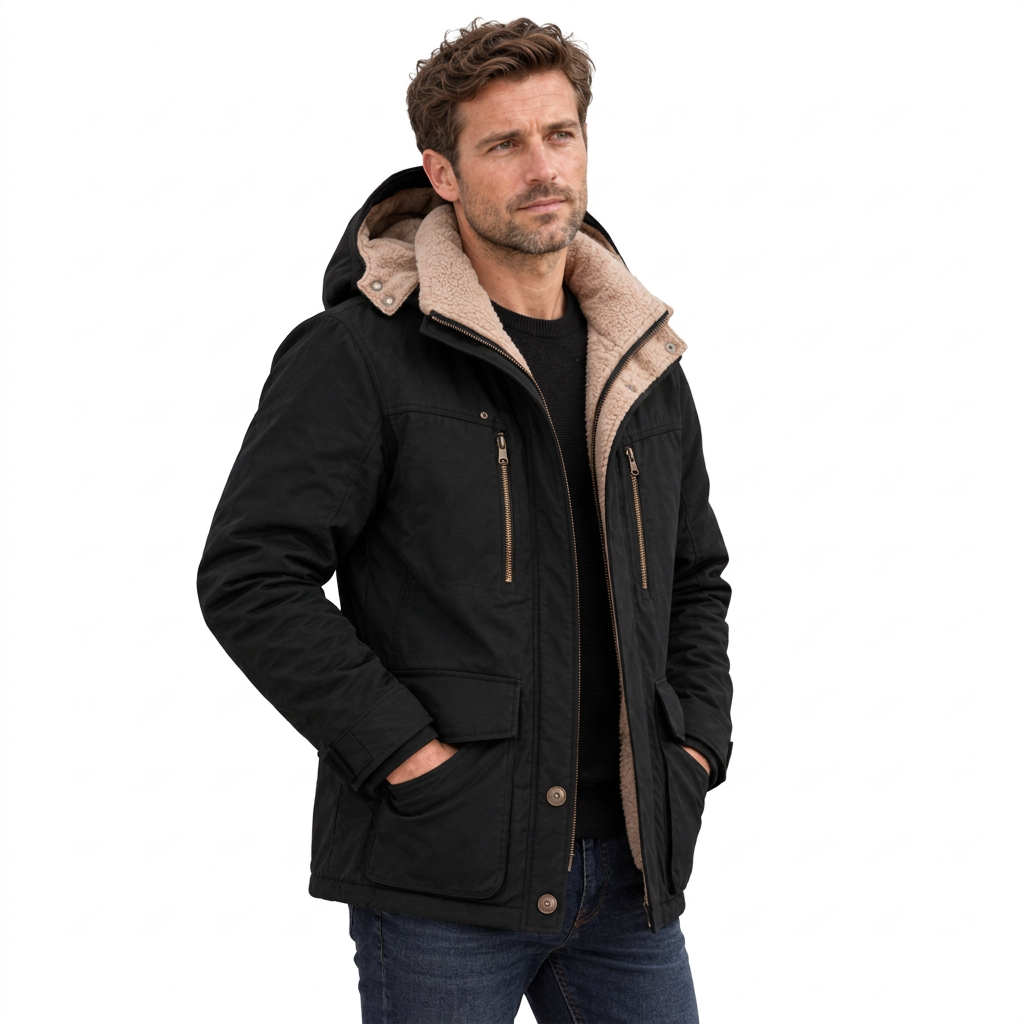 Men's Waterproof Winter Jacket – Hooded & Fleece-Lined