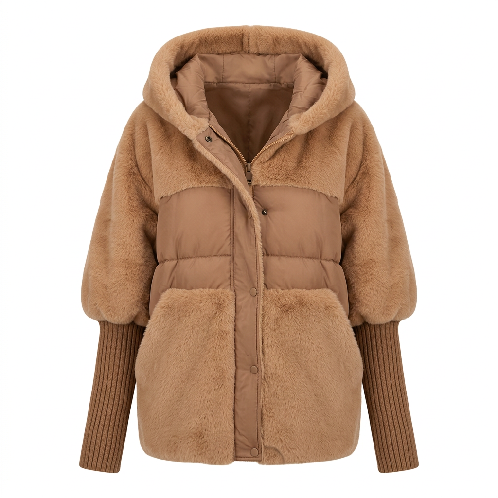 Women's Faux Fur Hooded Coat for Insulated Autumn Wear