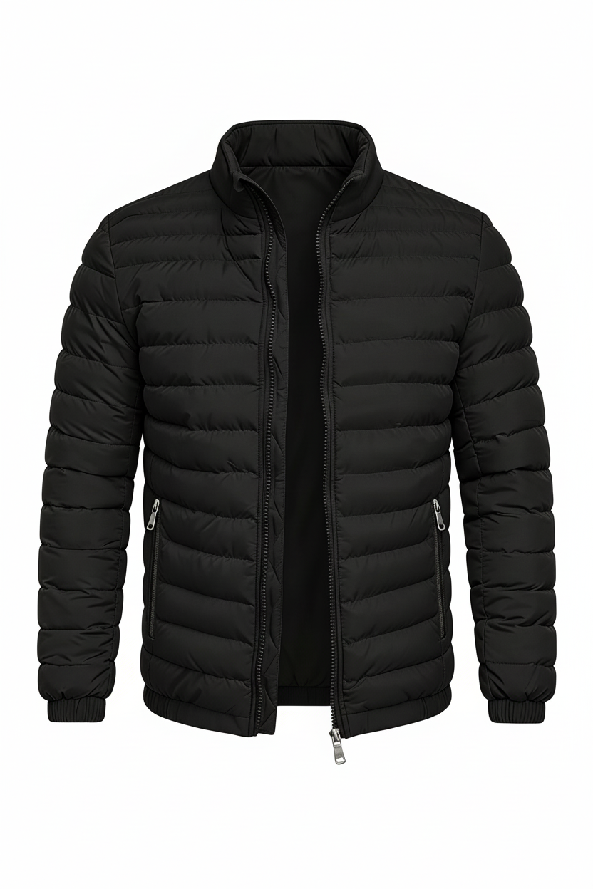 Men's Puffer Jacket - Black Side
