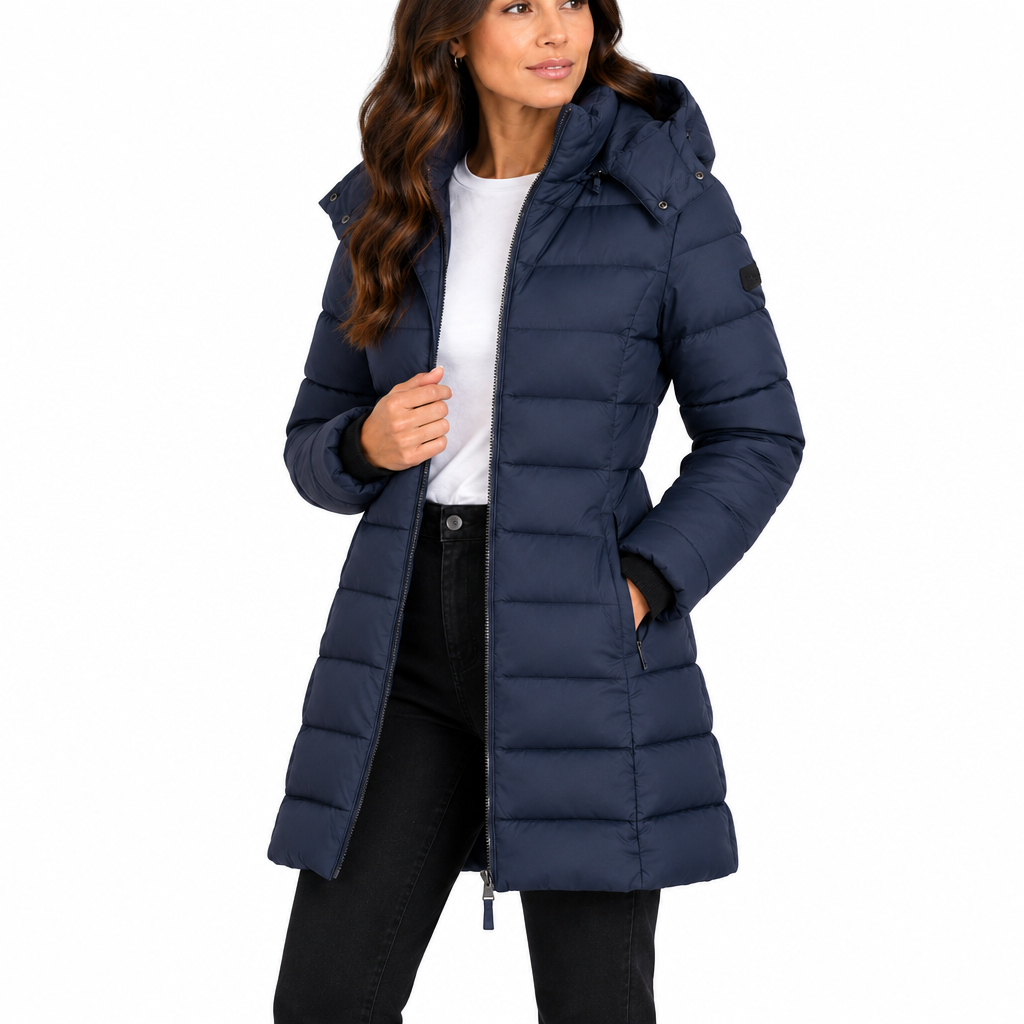 Women's Hooded Quilted Puffer Jacket with Cotton Insulation