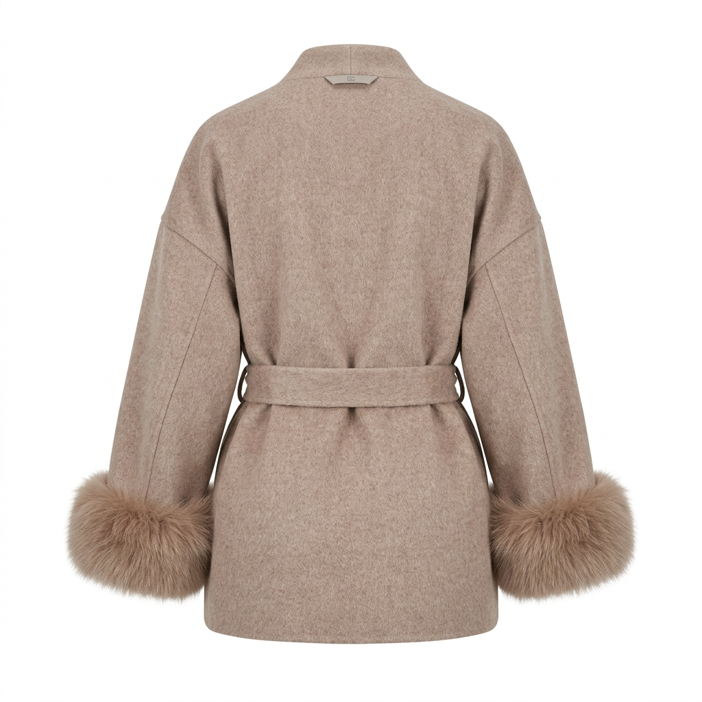 Women's Elegant Wrap Style Faux Fur Cuff Coat
