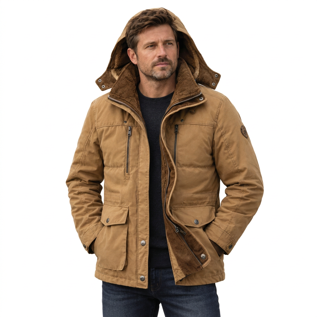 Men's Waterproof Winter Jacket – Hooded & Fleece-Lined