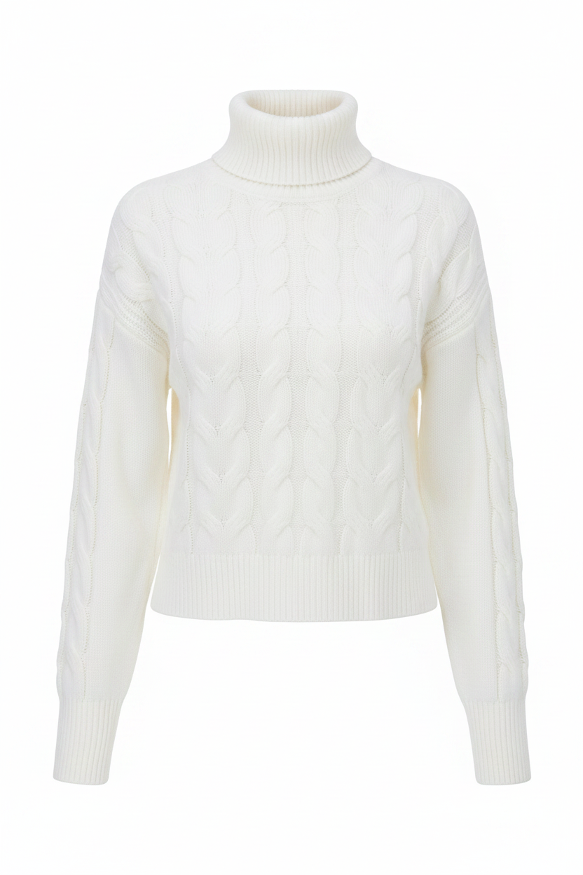 High-Neck Cable Sweater - produktbild