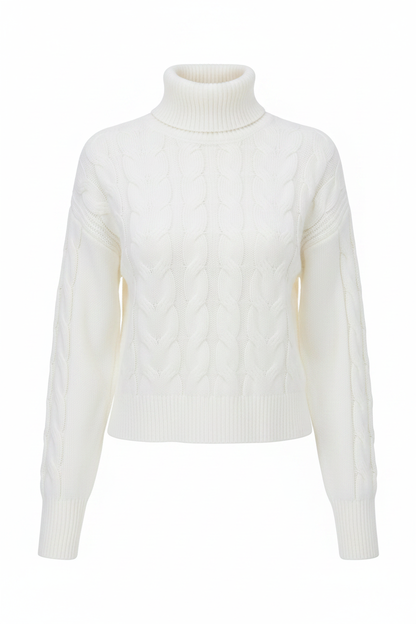 High-Neck Cable Sweater - produktbild
