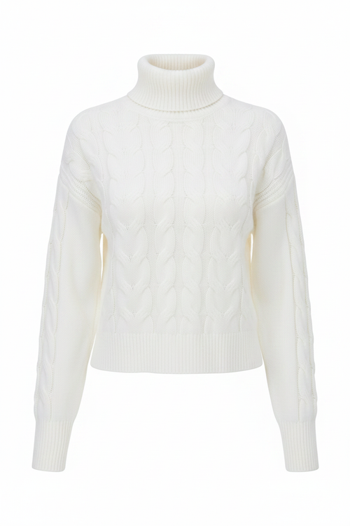 High-Neck Cable Sweater - produktbild