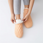 Women's Cable-Knit Slipper Socks Fleece-Lined Non-Slip