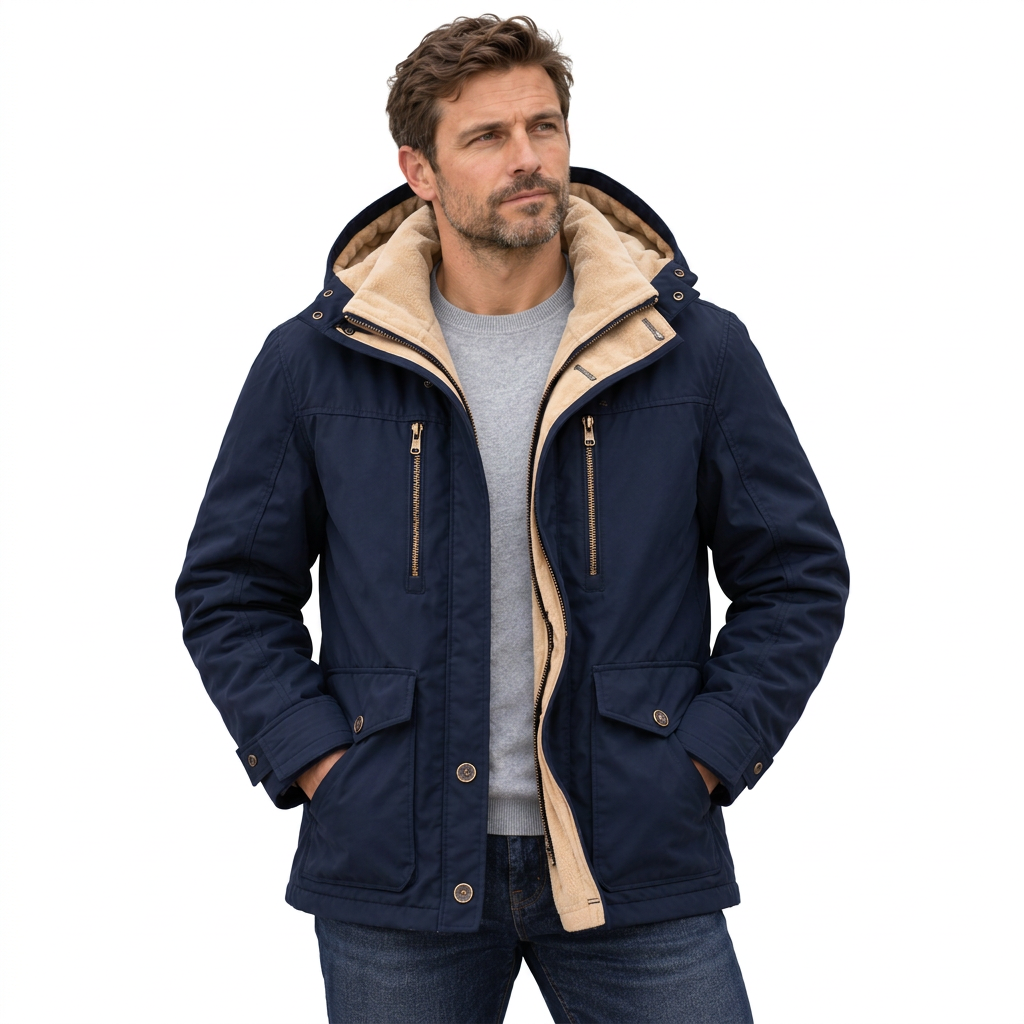 Men's Waterproof Winter Jacket – Hooded & Fleece-Lined