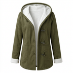 Women's Sherpa Lined Hooded Jacket with Toggle Closure for Warmth