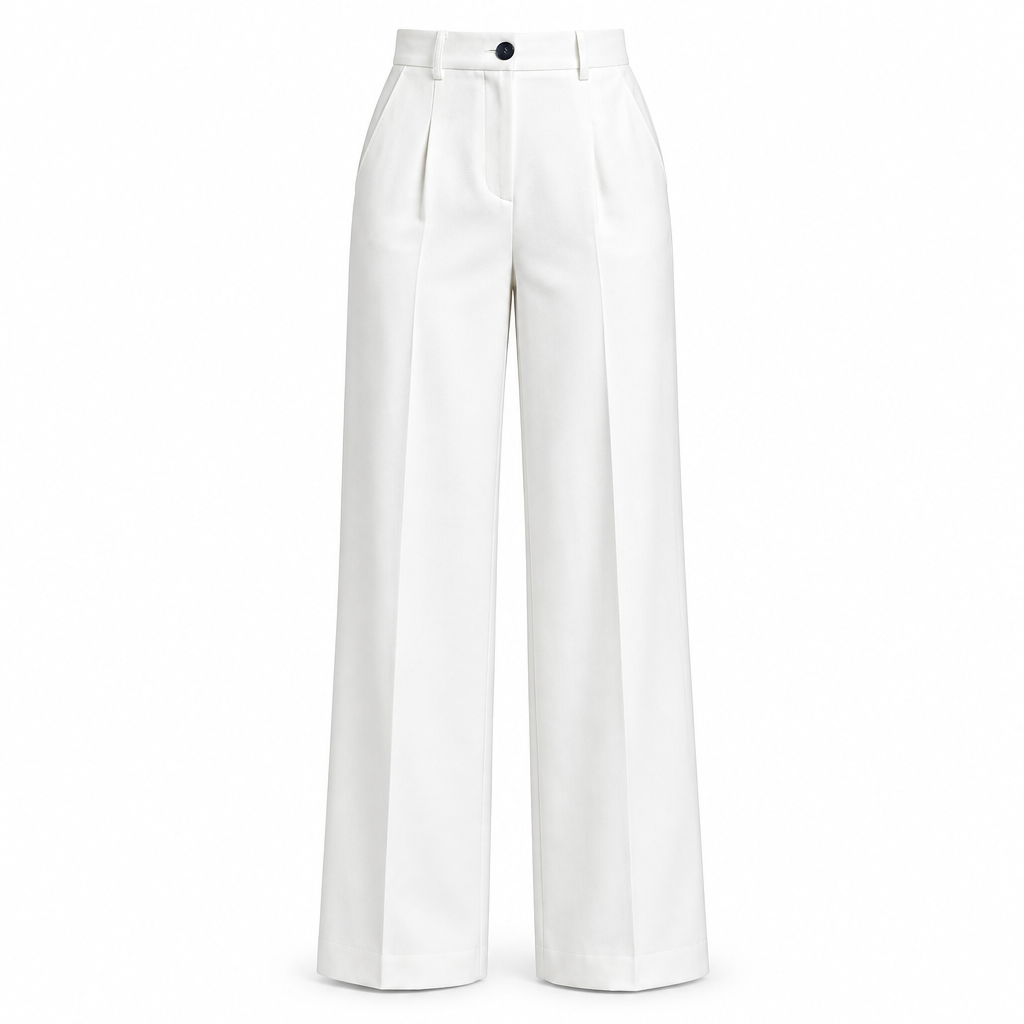 White tailored wide-leg trousers