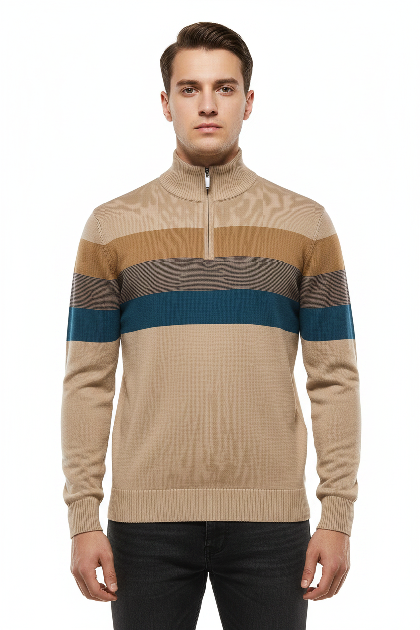 Striped Knit Sweater - modell framifrån